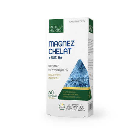 Magnez Chelat + Wit. B6 MEDICA HERBS  60 kaps diglicynian magnezu