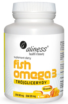 Fish Omega 3 Trójglicerydy 180/120 mg, 60 kaps. - Aliness
