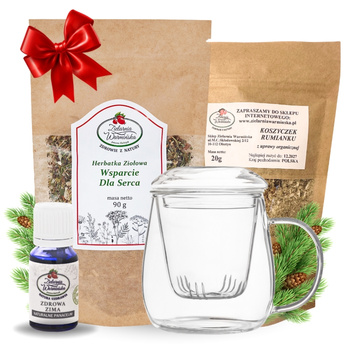 Zestaw Herbatka ziołowa ,,Wsparcie Dla Serca" + kubek z zaparzaczem + olejek ,,Zdrowa Zima'' 10 ml + 20 g ziół GRATIS