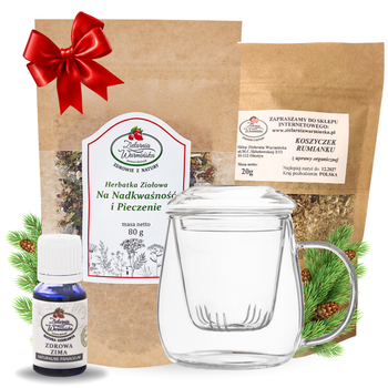 Zestaw Herbatka ziołowa ,,Na Nadkwaśność i Pieczenie'' + kubek z zaparzaczem + olejek ,,Zdrowa Zima'' 10 ml + 20 g ziół GRATIS