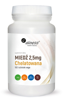 Miedź 2,5 mg Chelatowana, 100 tabl. vege - Aliness
