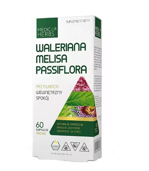 Waleriana, Melisa, Passiflora, 60 kaps. - Medica Herbs