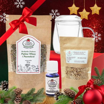 Zestaw Herbatka ziołowa ,,Piękne Włosy i Paznokcie" + kubek z zaparzaczem + olejek ,,Zdrowa Zima'' 10 ml + 20 g ziół GRATIS