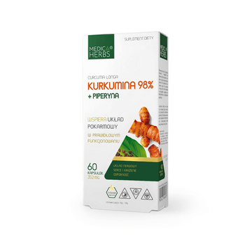 Kurkumina 98% + Piperyna, 60 kaps - Medica Herbs