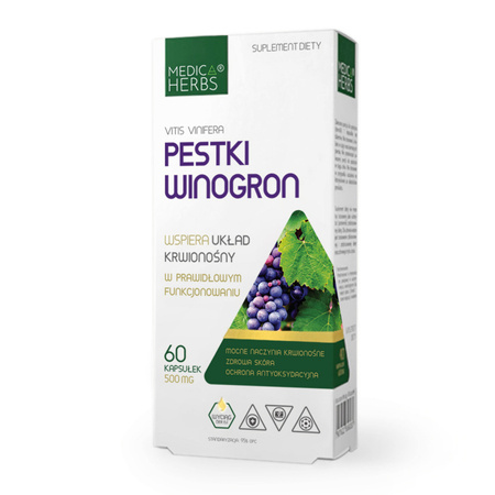 Pestki Winogron 500 mg, 60 kaps. - Medica Herbs 