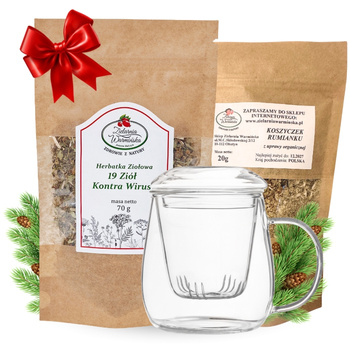Zestaw Herbatka ziołowa ,,Moc 19 Ziół" + kubek z zaparzaczem + 20 g ziół GRATIS