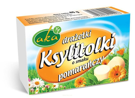 Drażetki Ksylitolki o smaku pomarańczy, 40 g - Aka