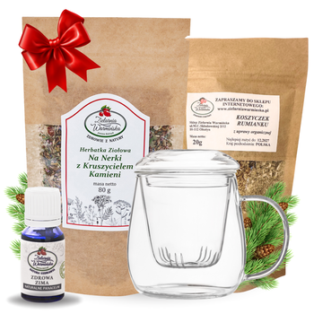 Zestaw Herbatka ziołowa ,,Na Nerki z Kruszycielem Kamieni'' + kubek z zaparzaczem + olejek ,,Zdrowa Zima'' 10 ml + 20 g ziół GRATIS