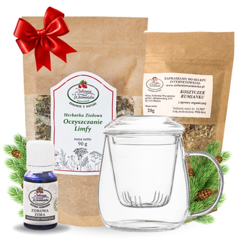 Zestaw Herbatka ziołowa ,,Oczyszczanie Limfy'' + kubek z zaparzaczem + olejek ,,Zdrowa Zima'' 10 ml + 20 g ziół GRATIS