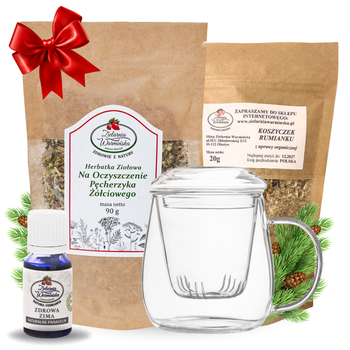 Zestaw Herbatka ziołowa ,,Na Oczyszczenie Pęcherzyka Żółciowego'' + kubek z zaparzaczem + olejek ,,Zdrowa Zima'' 10 ml + 20 g ziół GRATIS