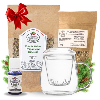 Zestaw Herbatka ziołowa ,,Wspomaga Trzustkę'' + kubek z zaparzaczem + olejek ,,Zdrowa Zima'' 10 ml + 20 g ziół GRATIS