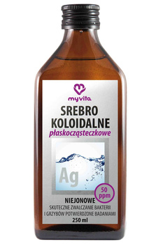Srebro koloidalne płaskocząsteczkowe niejonowe 50 ppm, 250 ml - MyVita
