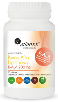 Kwas Alfa Liponowy R-ALA 200 mg, 60 tabl. vege - Aliness