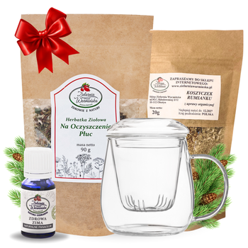 Zestaw Herbatka ziołowa ,,Na Oczyszczenie Płuc'' + kubek z zaparzaczem + olejek ,,Zdrowa Zima'' 10 ml + 20 g ziół GRATIS