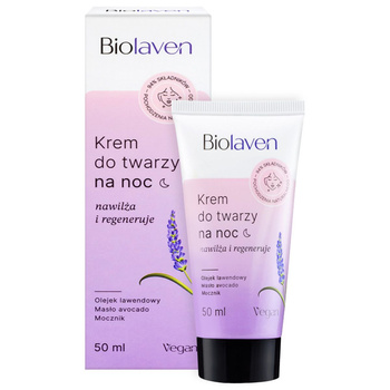 Krem do twarzy na noc - nawilża i regeneruje, 50 ml - Biolaven 