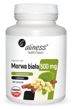Morwa Biała z Cynamonowcem i Chromem 500 mg, 180 tabl. vege - Aliness