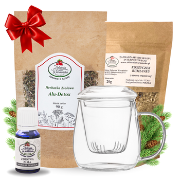 Zestaw Herbatka ziołowa ,,Alu-Detox'' + kubek z zaparzaczem + olejek ,,Zdrowa Zima'' 10 ml + 20 g ziół GRATIS