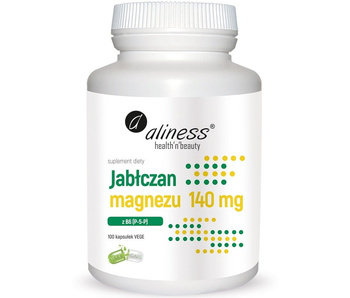 Jabłczan Magnezu 140 mg z B6 (P-5-P), 100 kaps. vege - Aliness