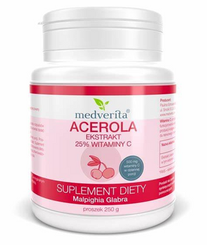  Acerola ekstrakt 25% witaminy C proszek, 250 g - Medverita
