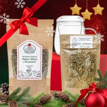 Zestaw Herbatka ziołowa ,,Piękne Włosy i Paznokcie" + kubek z zaparzaczem + 20 g ziół GRATIS