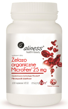 Żelazo Organiczne MicroFerr 25 mg, 100 tabl. vege - Aliness