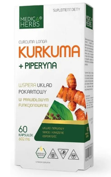 Kurkuma + Piperyna 602 mg, 60 kaps. - Medica Herbs 
