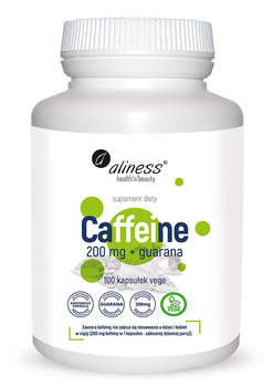 Caffeine 200 mg + Guarana, 100 kaps. vege - Aliness
