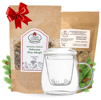 Zestaw Herbatka ziołowa ,,Polecana Przy Alergii" + kubek z zaparzaczem + 20 g ziół GRATIS