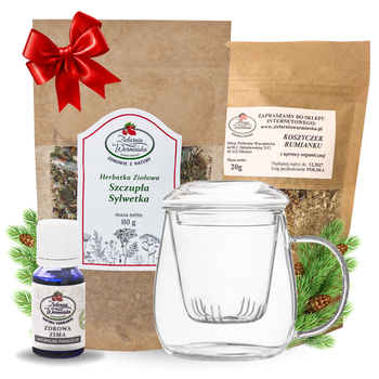 Zestaw Herbatka ziołowa ,,Szczupła Sylwetka'' + kubek z zaparzaczem + olejek ,,Zdrowa Zima'' 10 ml + 20 g ziół GRATIS