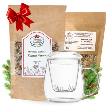 Zestaw Herbatka ziołowa ,,Kojąca Nerwy" + kubek z zaparzaczem + 20 g ziół GRATIS