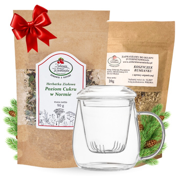 Zestaw Herbatka ziołowa ,,Poziom Cukru w Normie" + kubek z zaparzaczem + 20 g ziół GRATIS