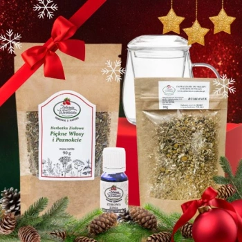 Zestaw Herbatka ziołowa ,,Piękne Włosy i Paznokcie" + kubek z zaparzaczem + olejek ,,Zdrowa Zima'' 10 ml + 20 g ziół GRATIS