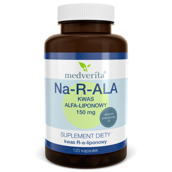 Na-R-ALA Kwas Alfa-liponowy 150 mg, 120 kaps. - Medverita 