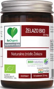 Żelazo BIO 10 mg, 50 tabl. - BeOrganic