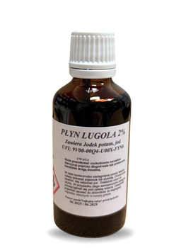 Płyn Lugola 2 % jodu wodny roztwór jodu krystalicznego w jodku potasu 50 ml
